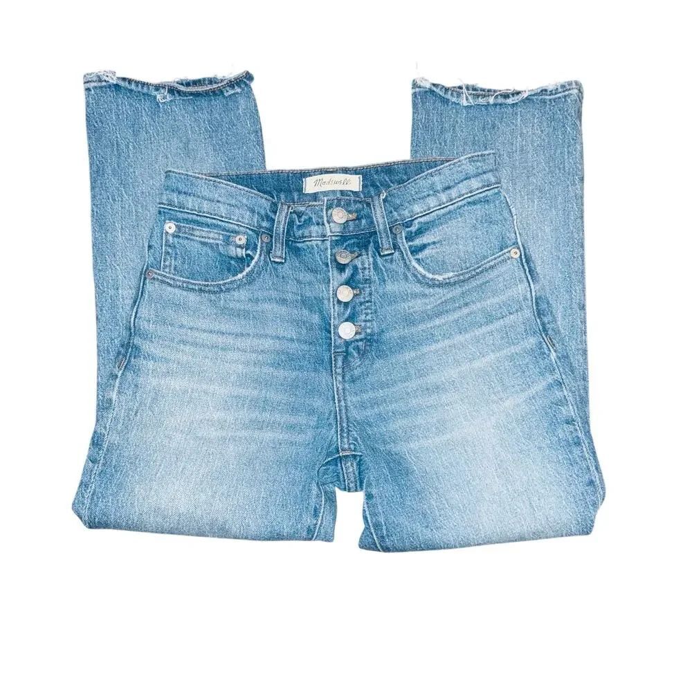 Madewell Cali Demi-Boot Jeans Women’s 24 High Rise Button Fly Raw Hem Cropped